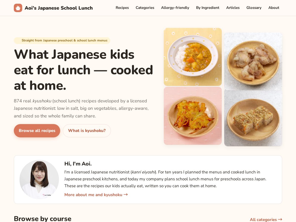Landing-page snapshot of japanese-school-lunch.com