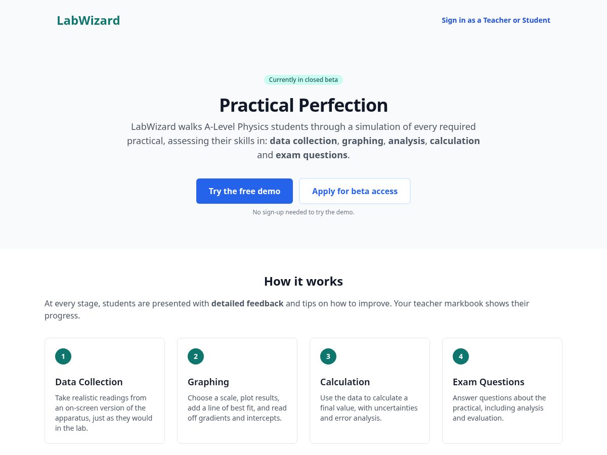Landing-page snapshot of labwizard.app