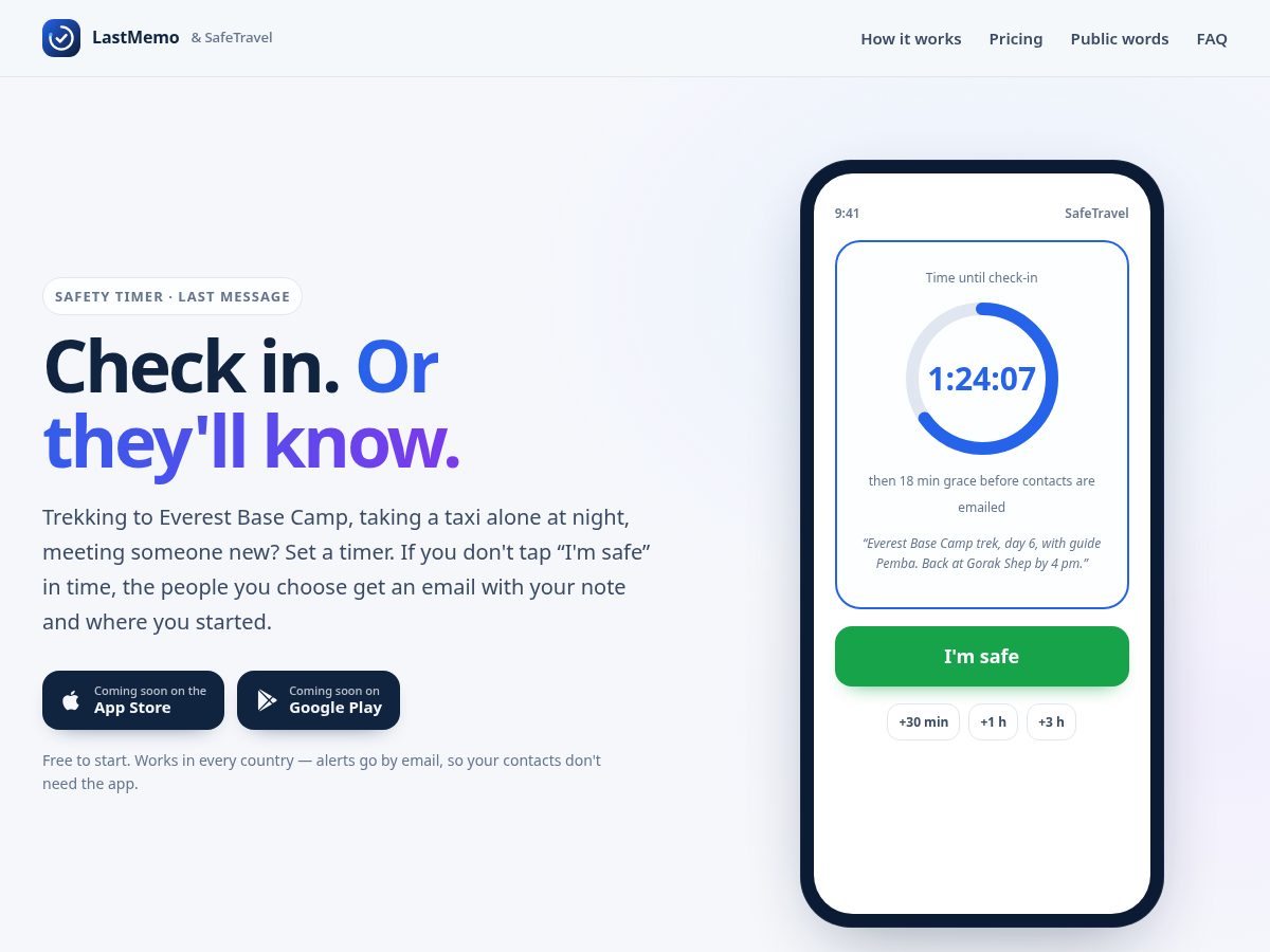 Landing-page snapshot of lastmemo.app
