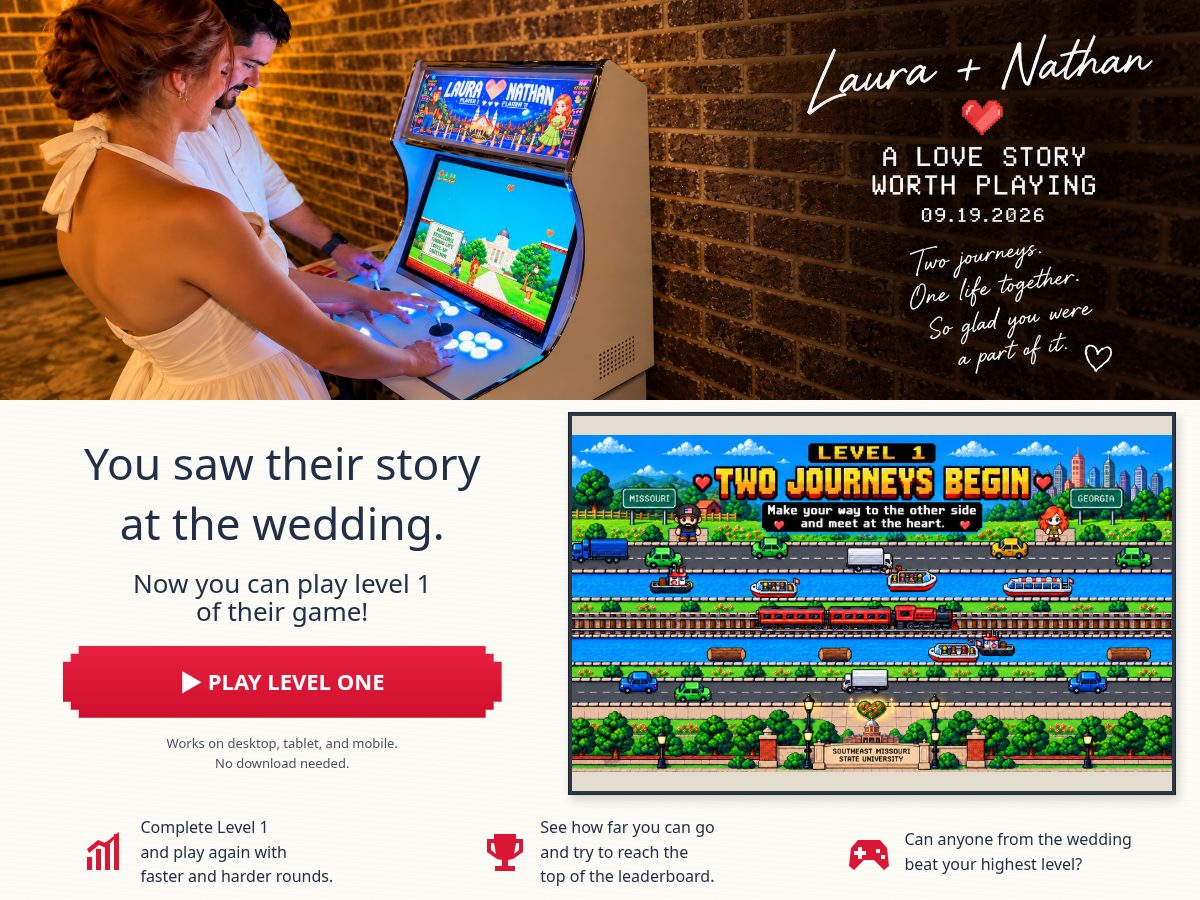Landing-page snapshot of lauraandnathangame.com