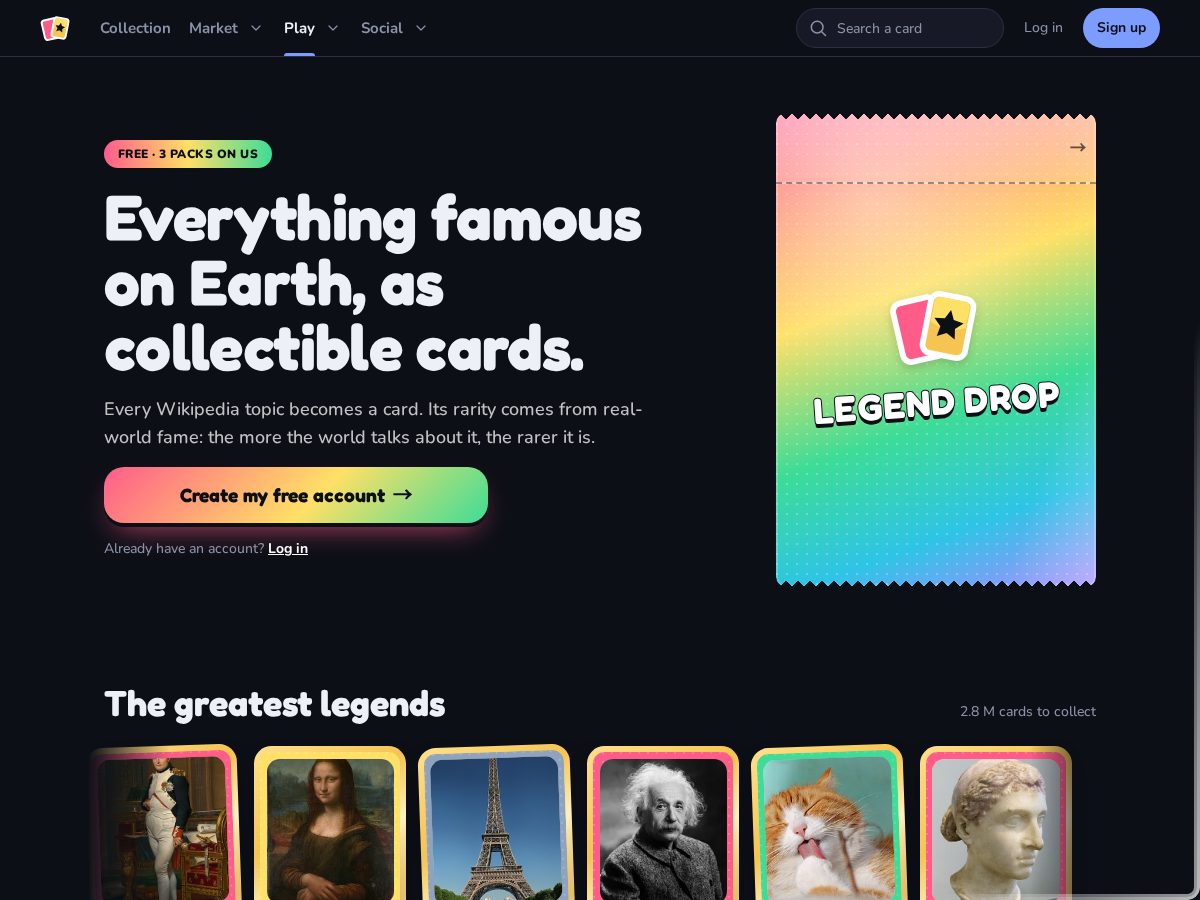 Landing-page snapshot of legend-drop.com