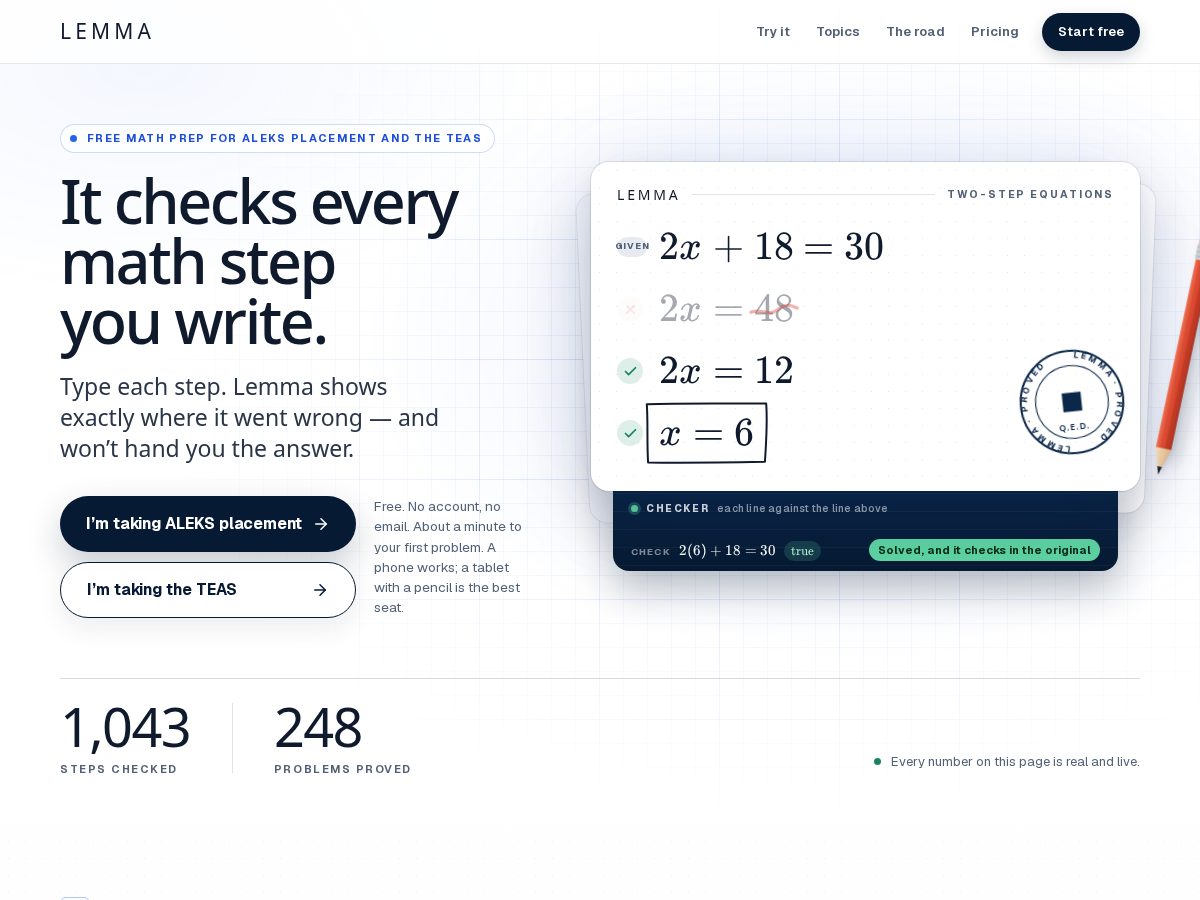 Landing-page snapshot of lemmamath.app