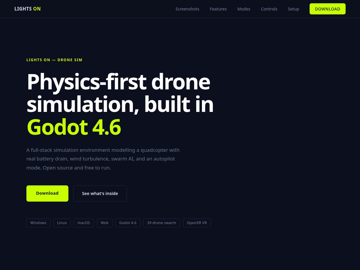 Landing-page snapshot of lightsonsim.online