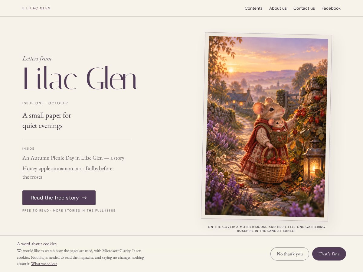 Landing-page snapshot of lilaclifeglen.com