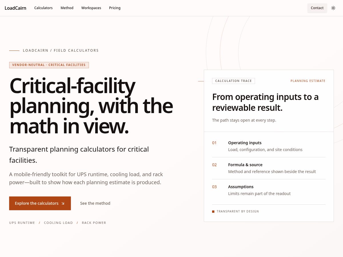 Landing-page snapshot of loadcairn.com