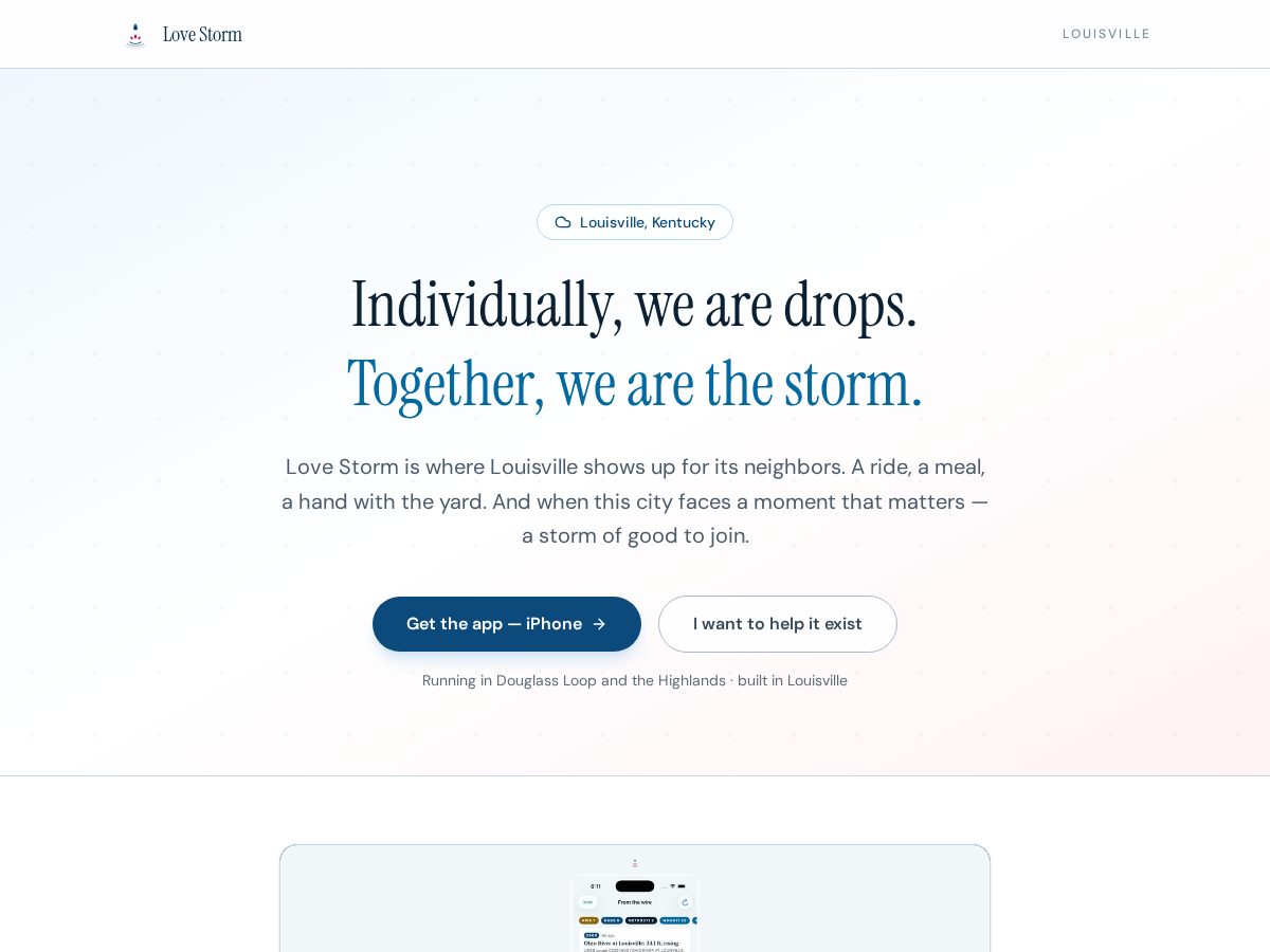 Landing-page snapshot of lovestorm.org