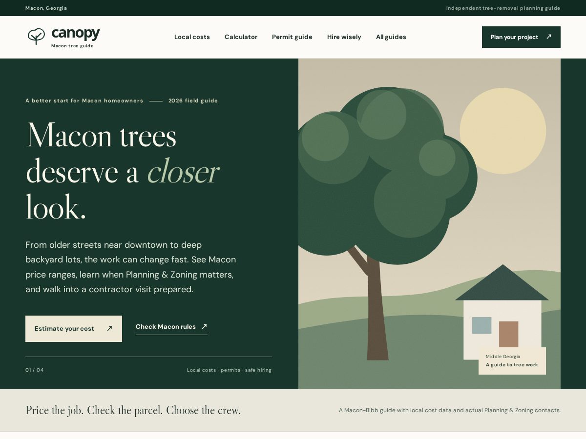 Landing-page snapshot of macontreecompany.com