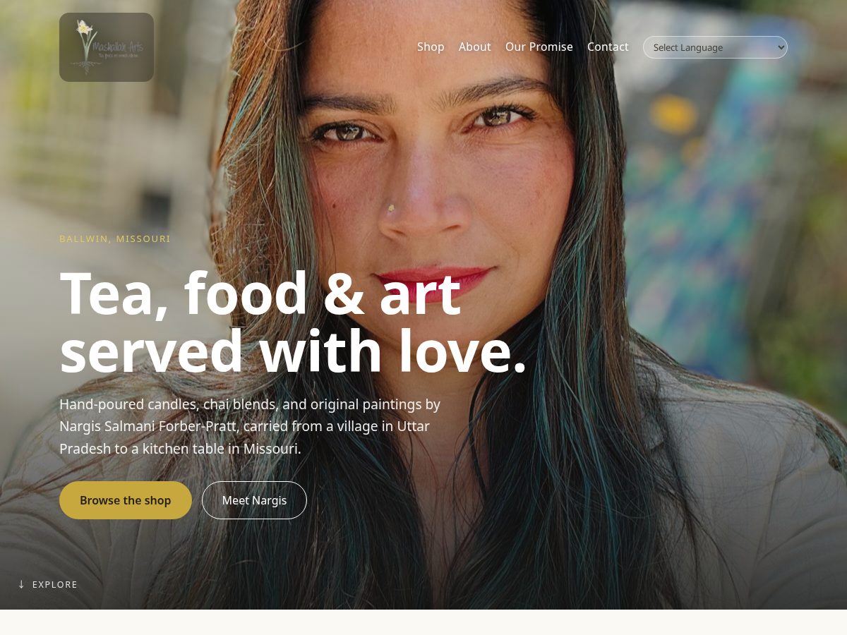 Landing-page snapshot of mashallaharts.com