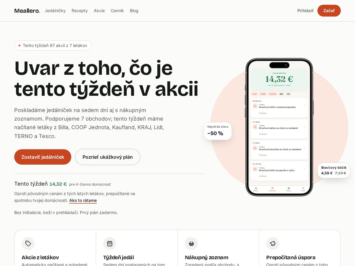 Landing-page snapshot of meallero.com