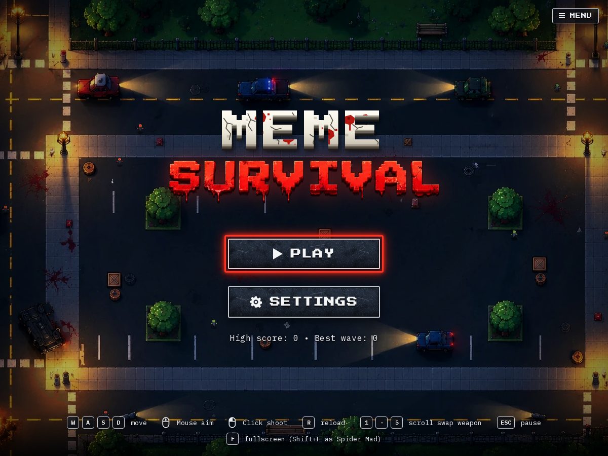 Landing-page snapshot of memesurvival.com