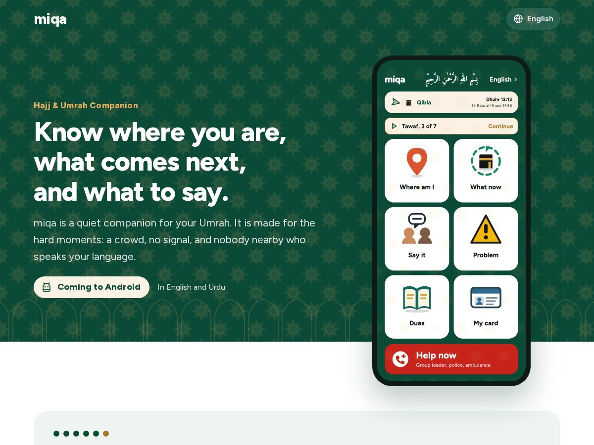 Landing-page snapshot of miqa.app