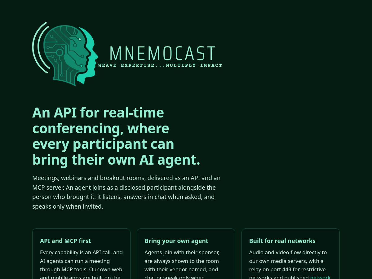 Landing-page snapshot of mnemocast.com