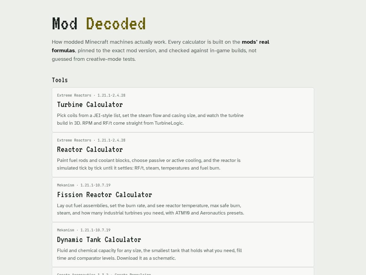 Landing-page snapshot of moddecoded.com