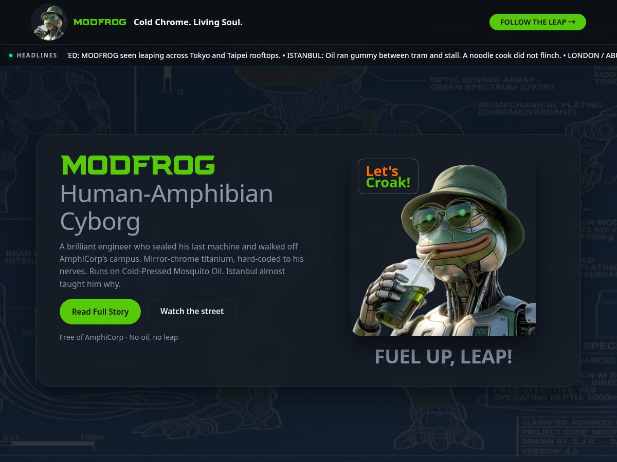 Landing-page snapshot of modfrog.xyz