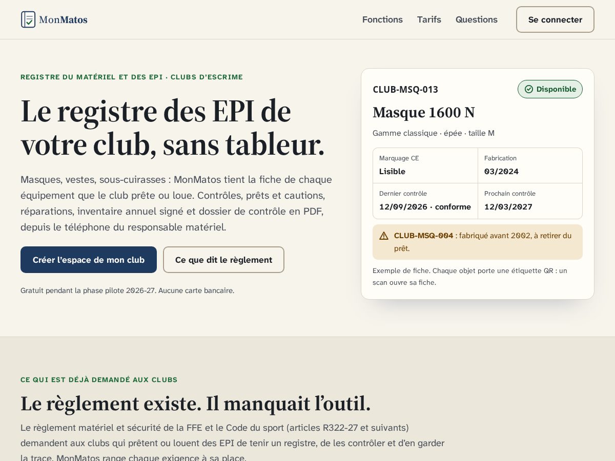 Landing-page snapshot of mon-matos.com