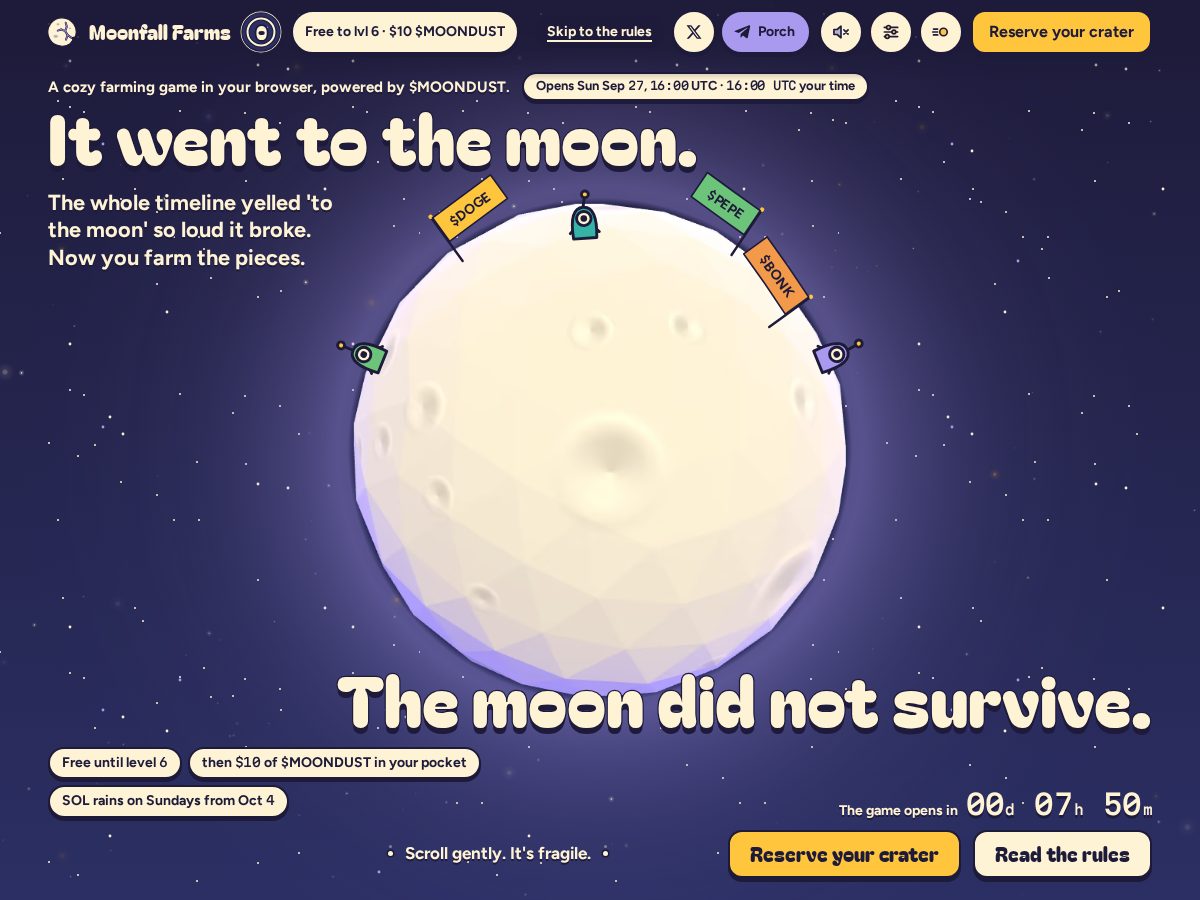 Landing-page snapshot of moonfall.farm