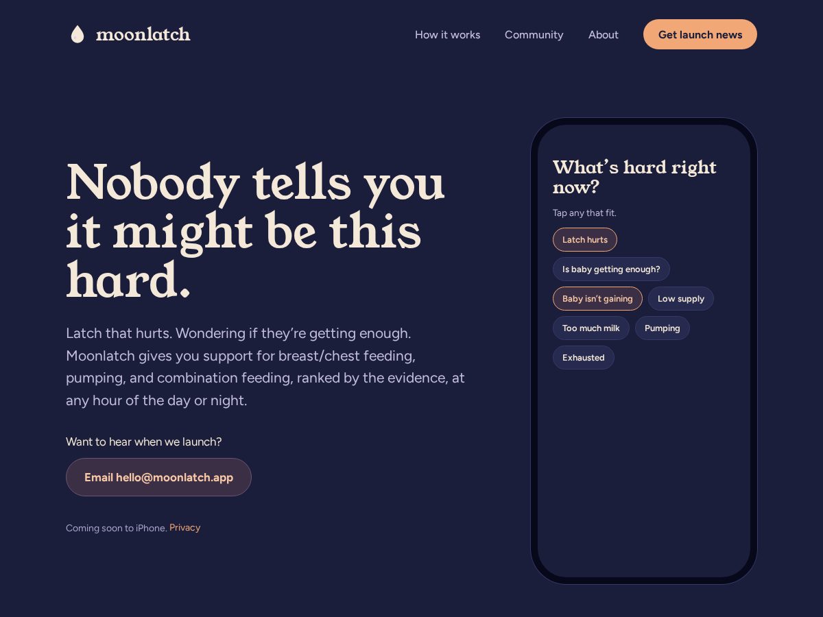 Landing-page snapshot of moonlatch.app