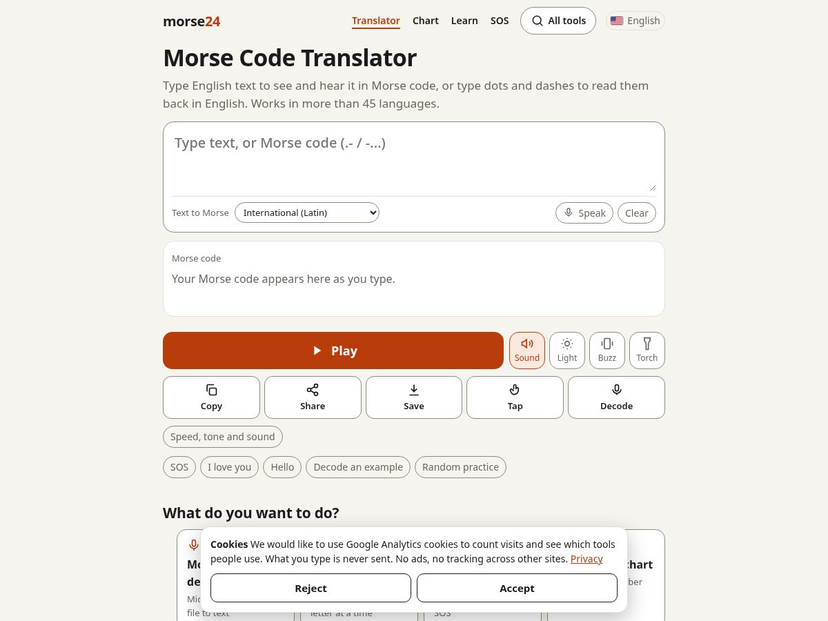 Landing-page snapshot of morse24.com