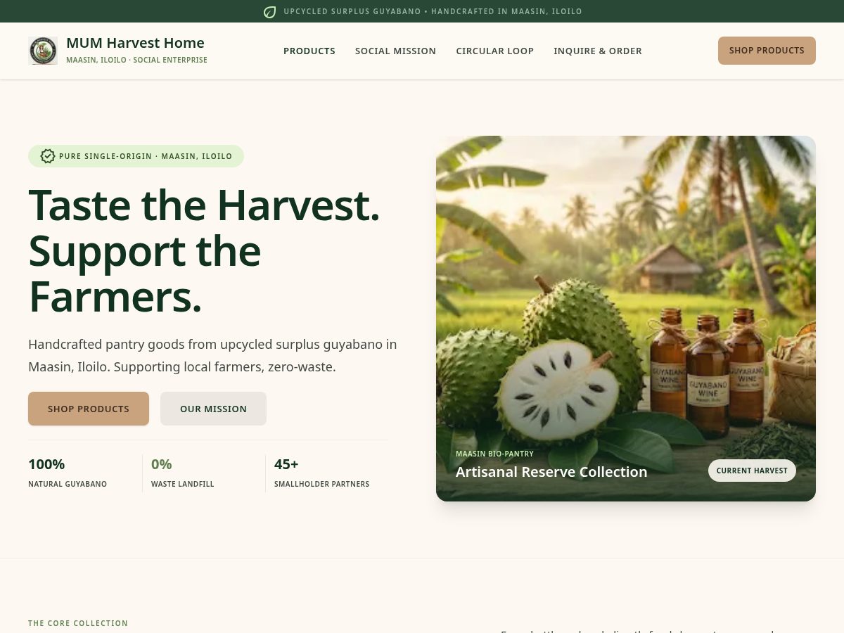Landing-page snapshot of mumharvesthome.com