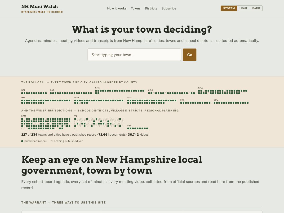 Landing-page snapshot of muni-watch.app