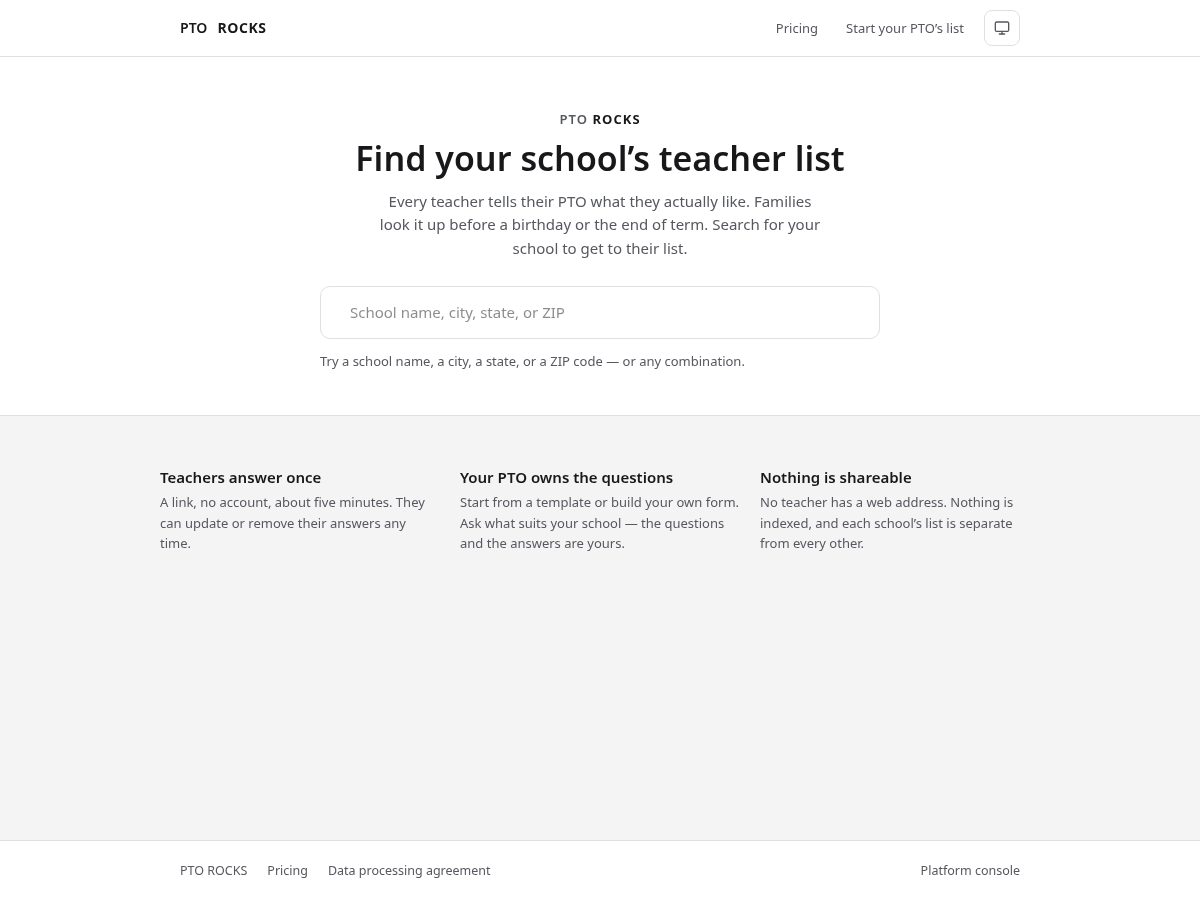 Landing-page snapshot of mypto.rocks