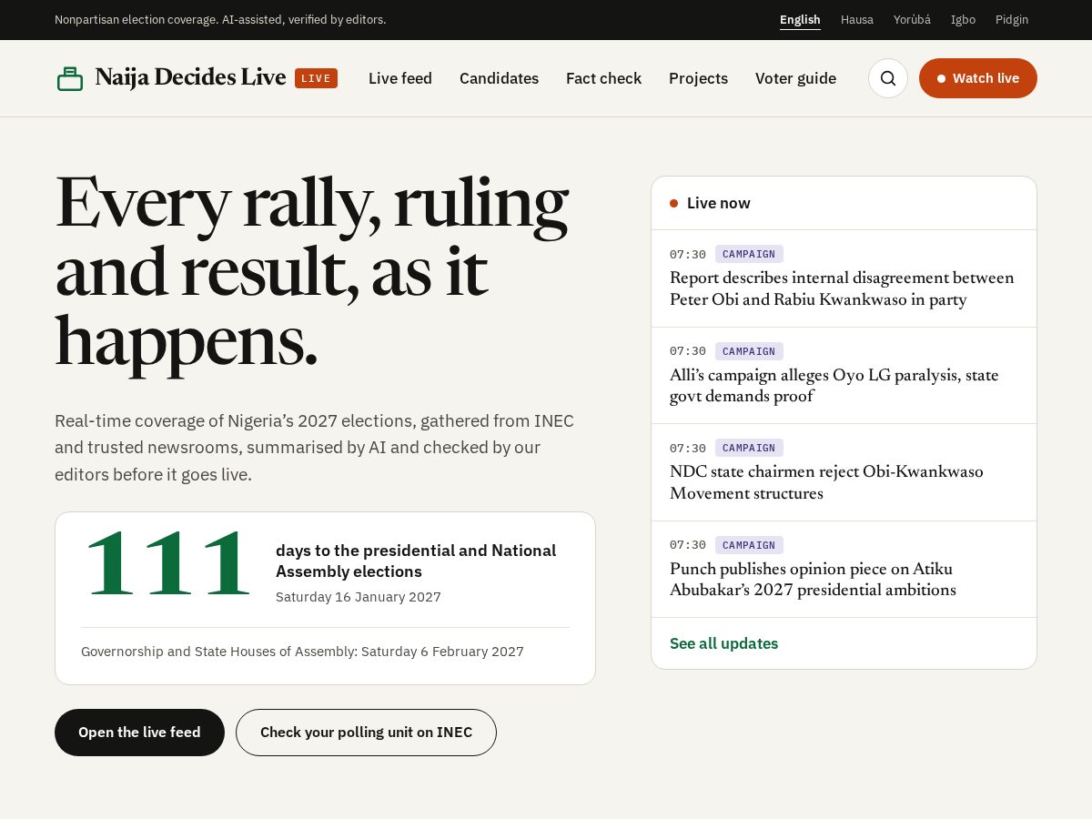 Landing-page snapshot of naijavote.tech