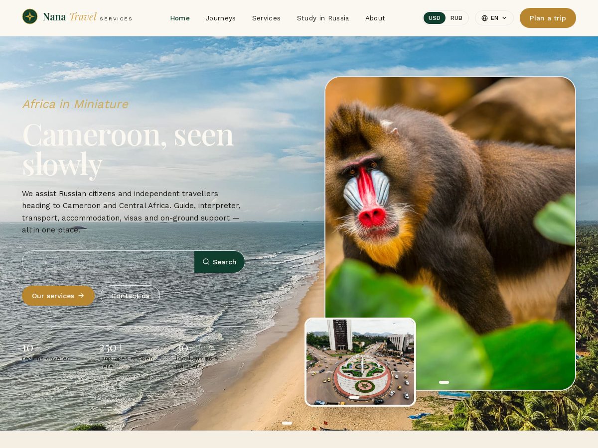 Landing-page snapshot of nanatravelservices.com