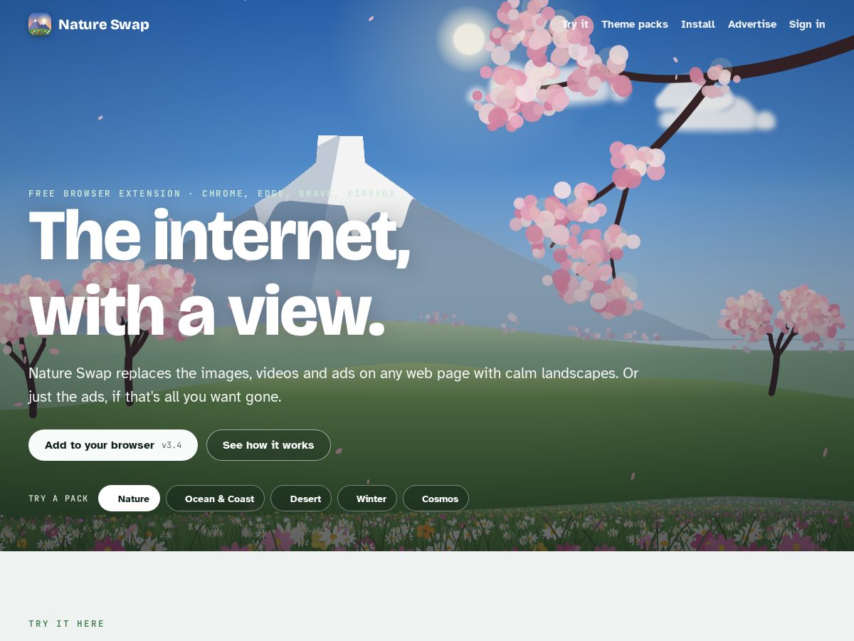 Landing-page snapshot of natureswap.app
