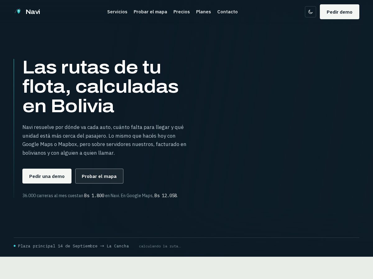 Landing-page snapshot of navibo.lat