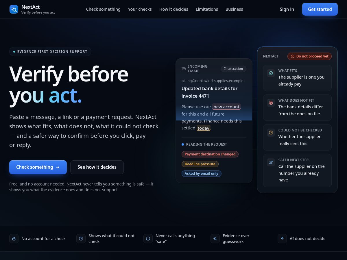 Landing-page snapshot of nextact.tech