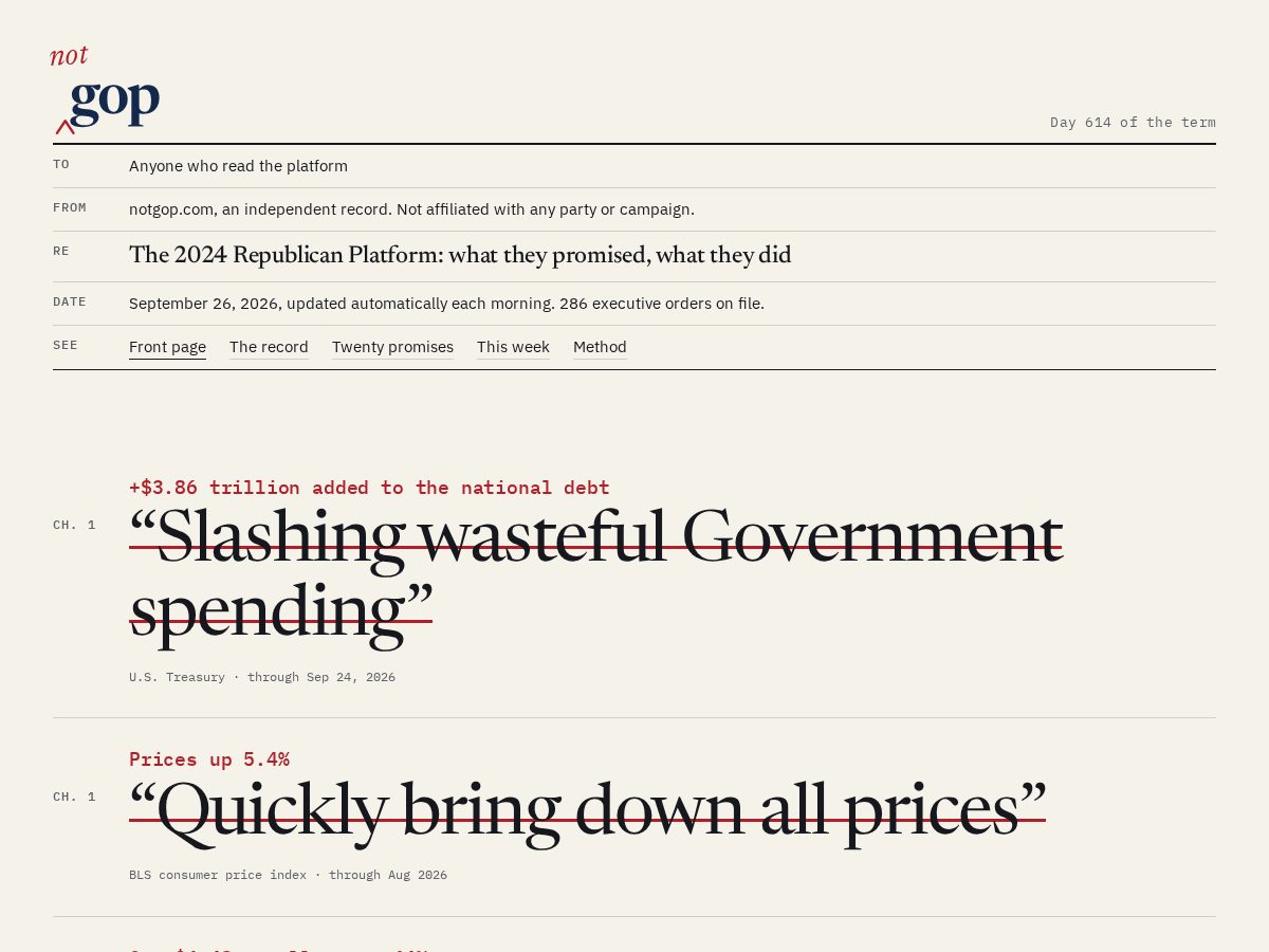 Landing-page snapshot of notgop.com
