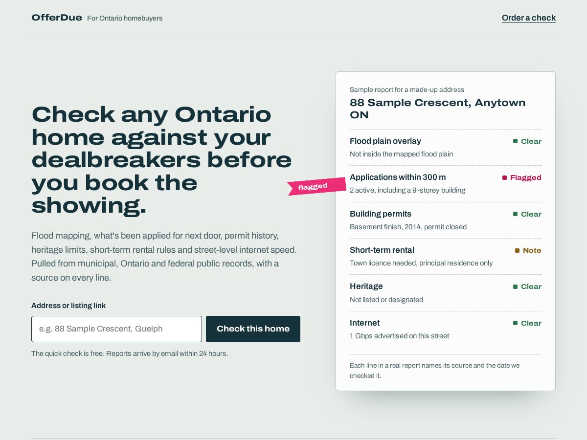 Landing-page snapshot of offerdue.com