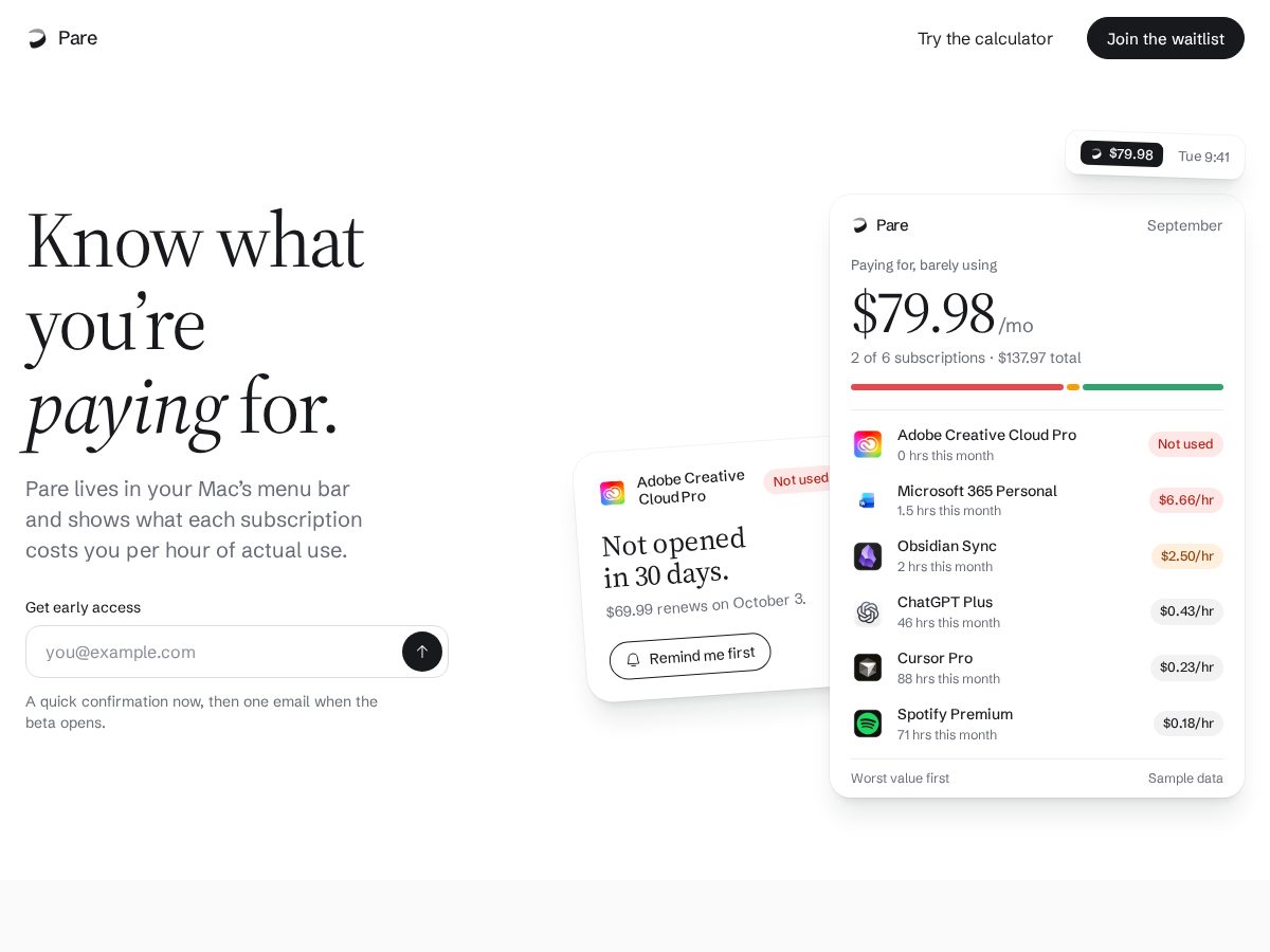 Landing-page snapshot of onpare.com