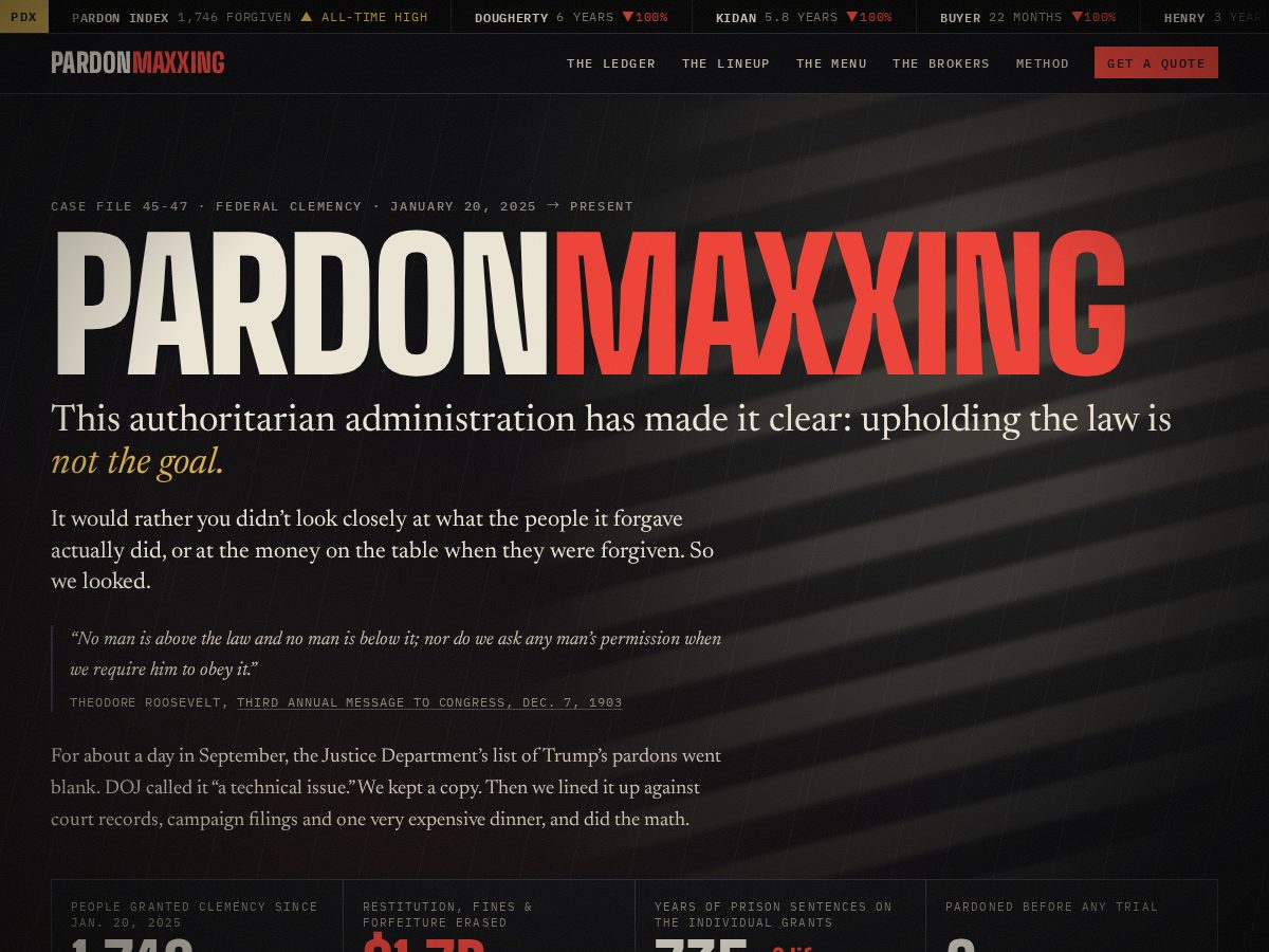 Landing-page snapshot of pardonmaxxing.com