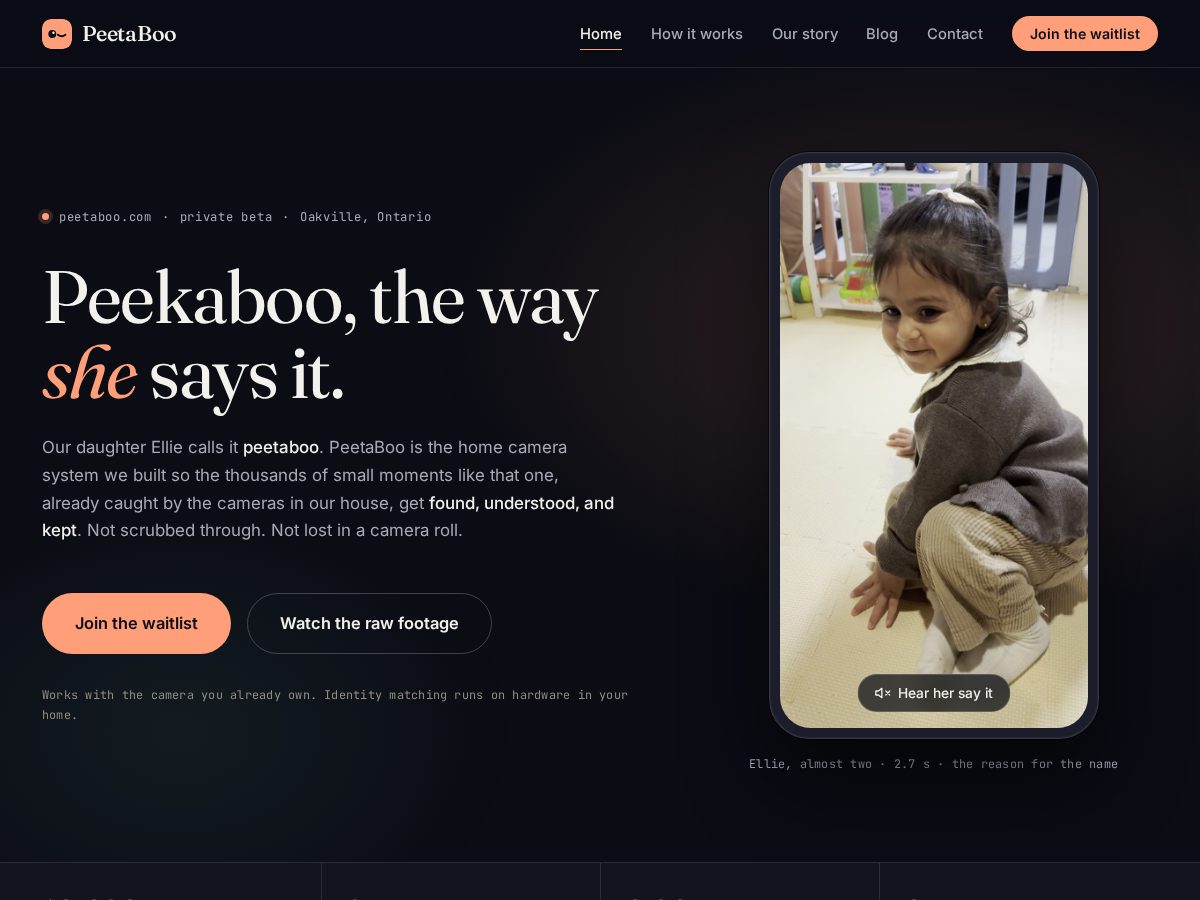 Landing-page snapshot of peetaboo.com