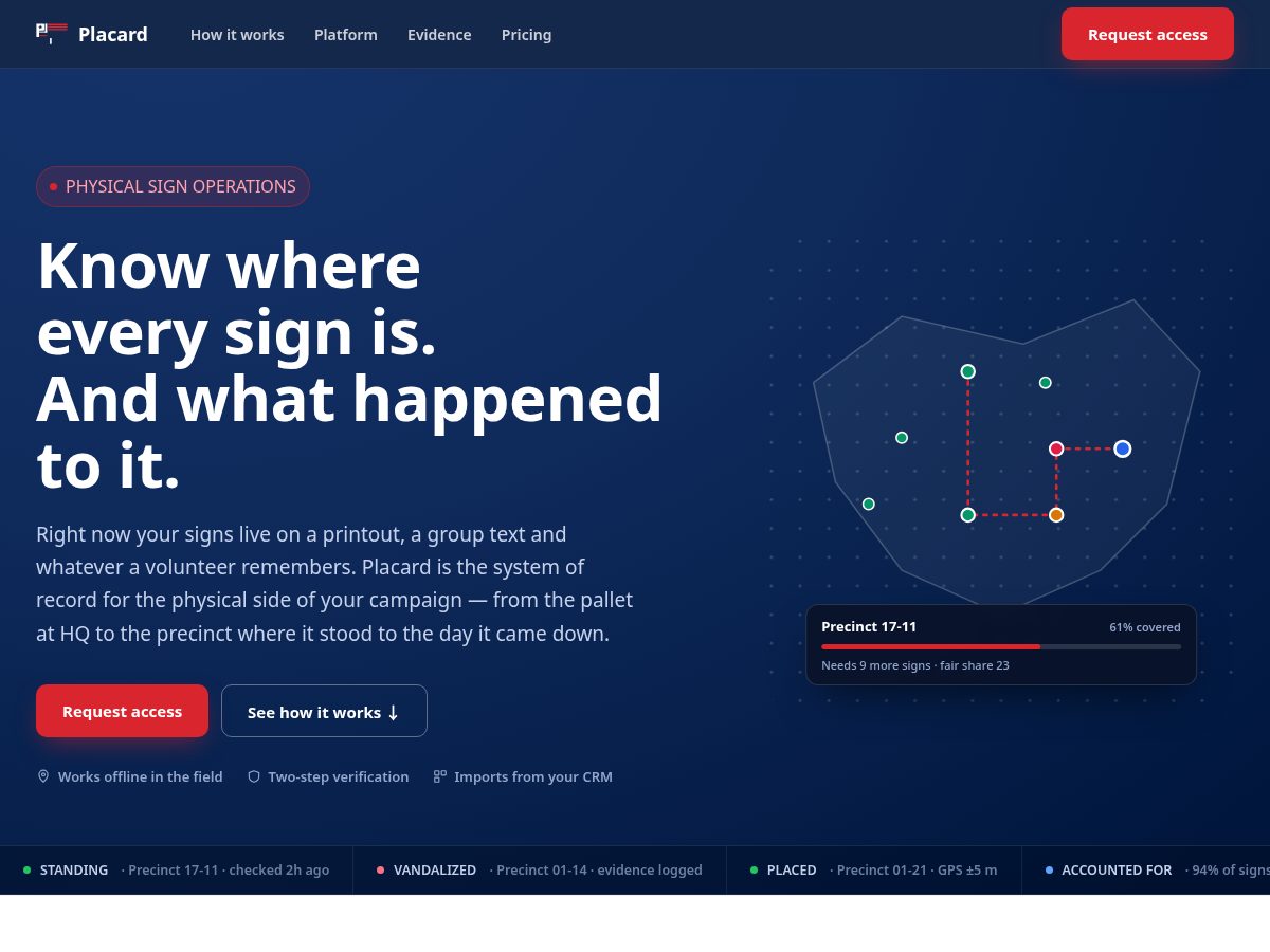 Landing-page snapshot of placardsigns.com