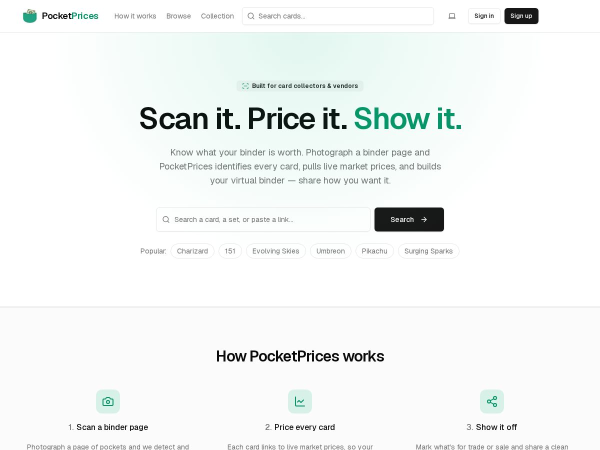Landing-page snapshot of pocketprices.app