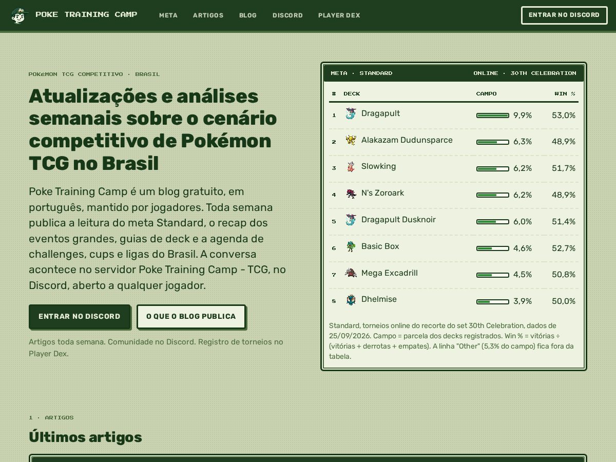 Landing-page snapshot of poketrainingcamp.com
