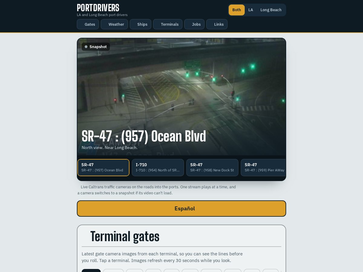Landing-page snapshot of portdrivers.app