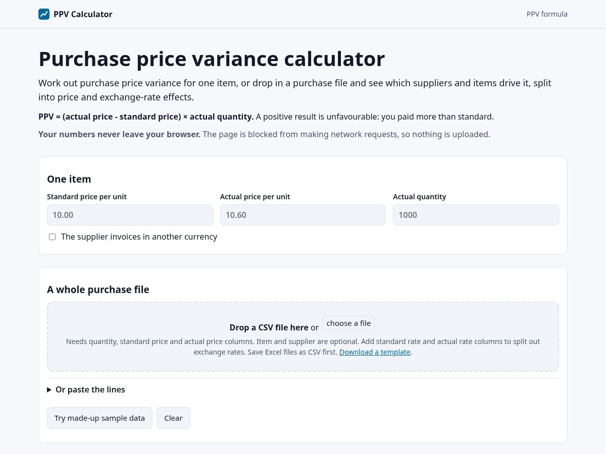 Landing-page snapshot of purchasepricevariance.com
