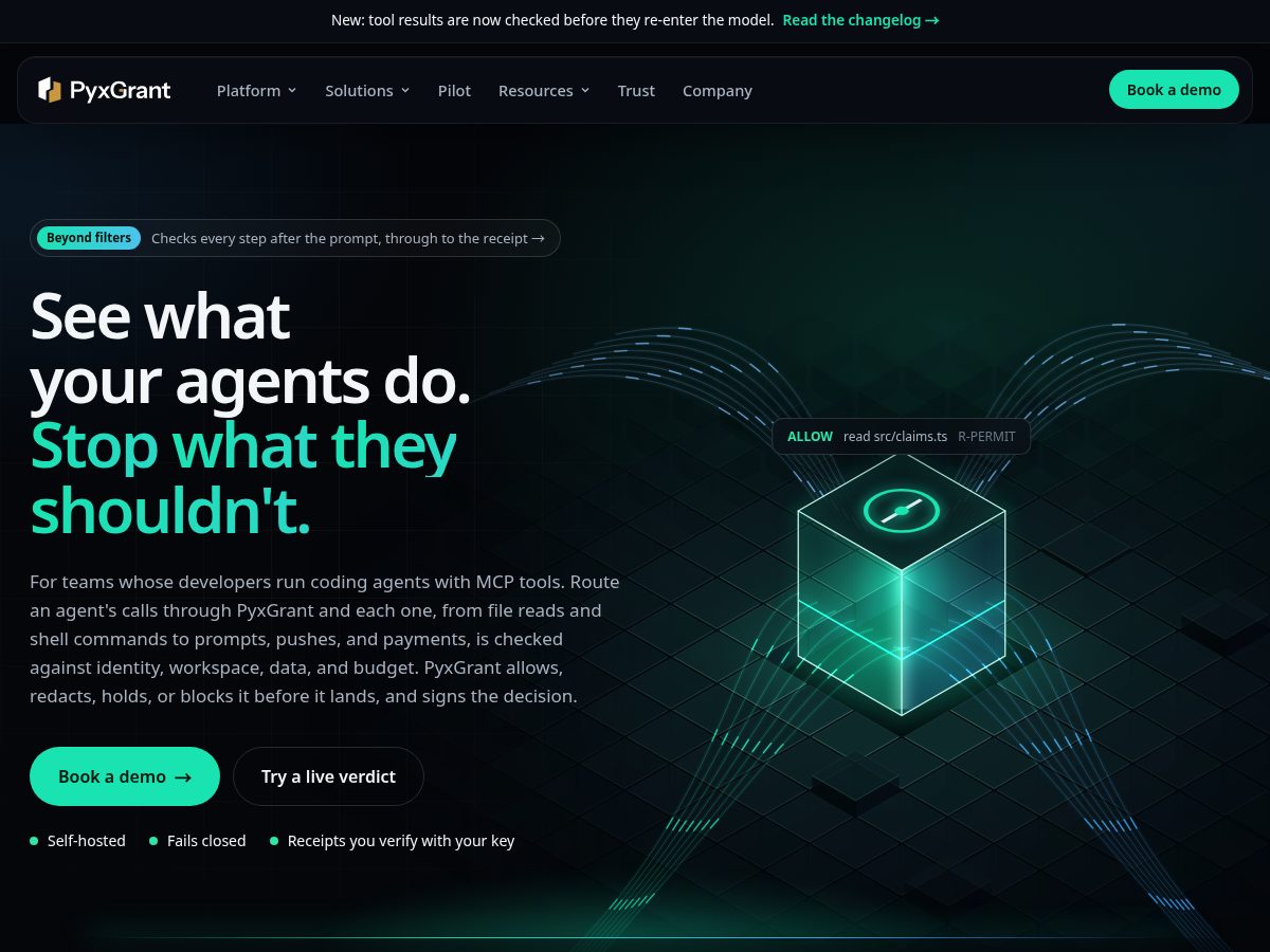 Landing-page snapshot of pyxgrant.com