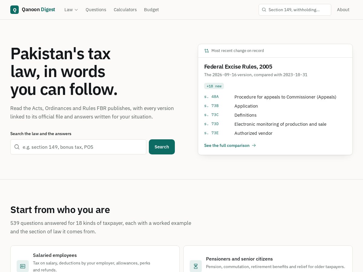Landing-page snapshot of qanoondigest.com