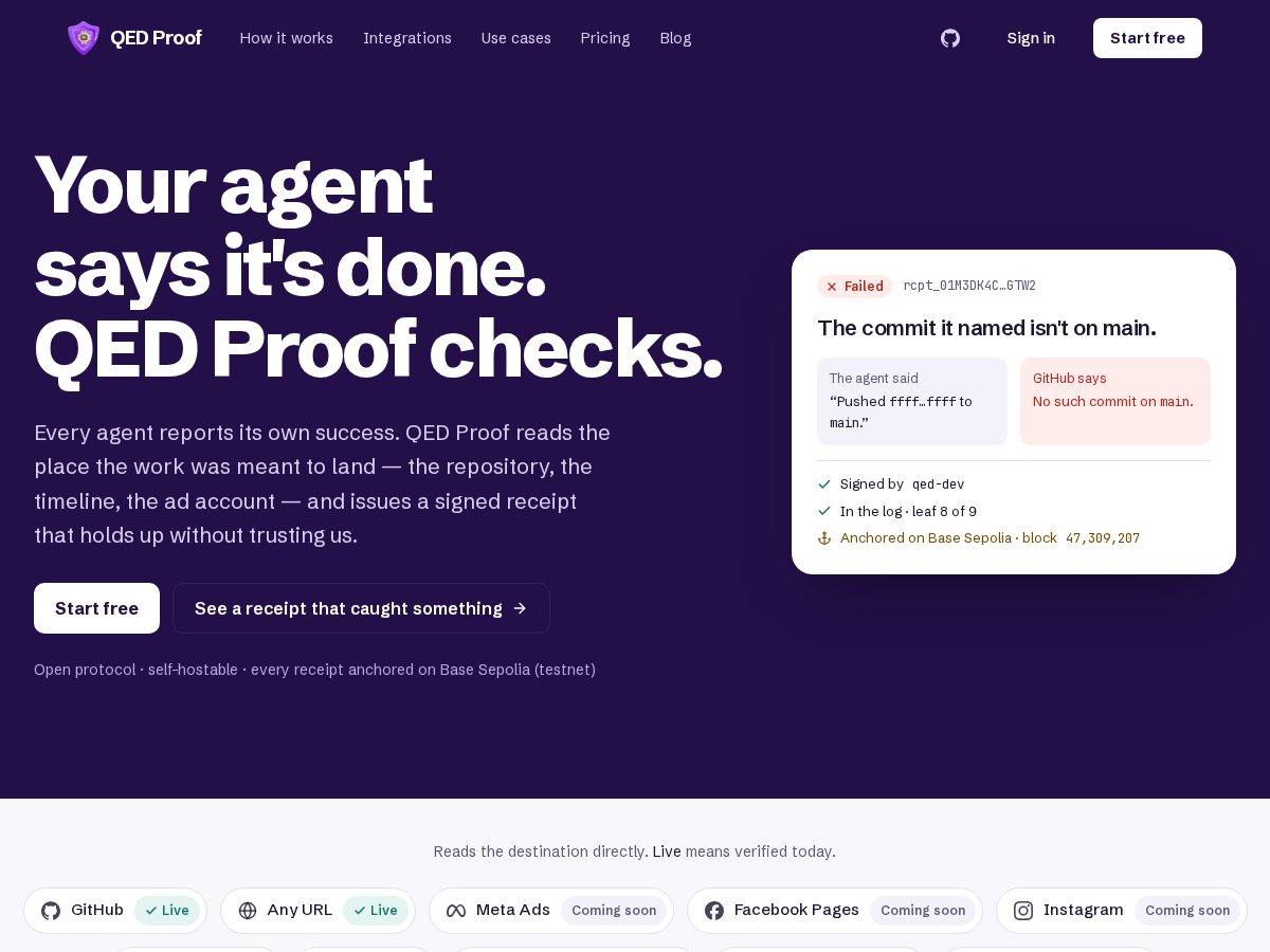 Landing-page snapshot of qedproof.site