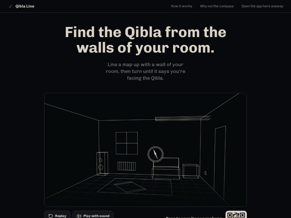 Landing-page snapshot of qiblaline.com
