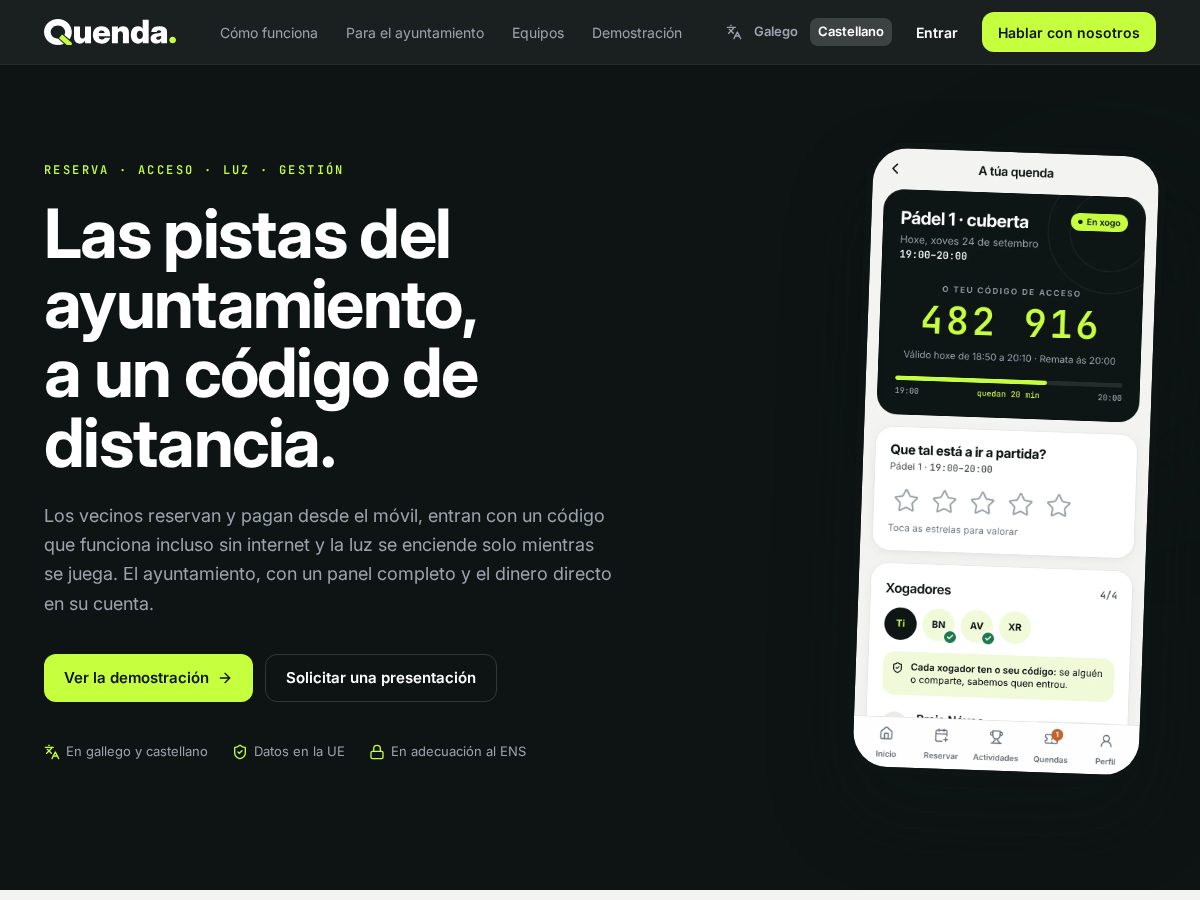 Landing-page snapshot of quenda.app