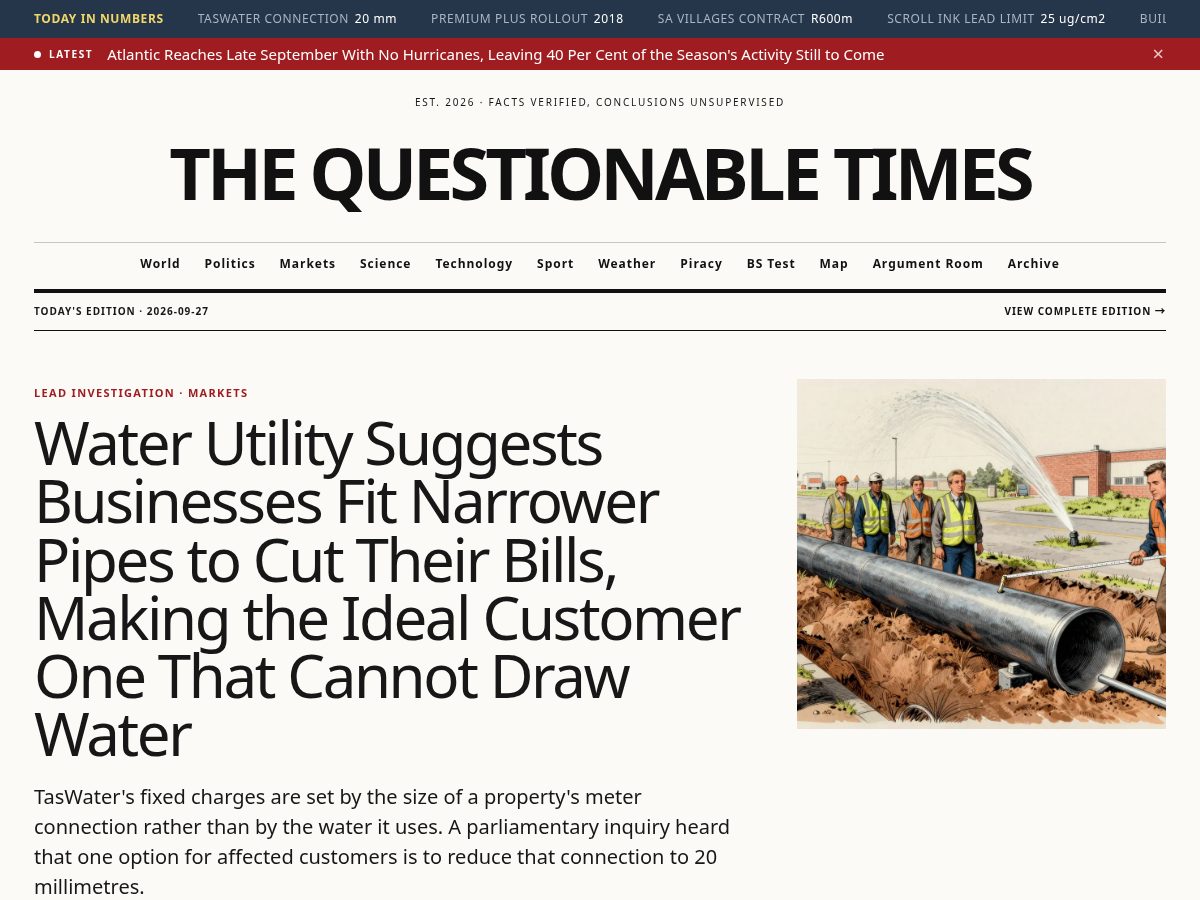 Landing-page snapshot of questionabletimes.com