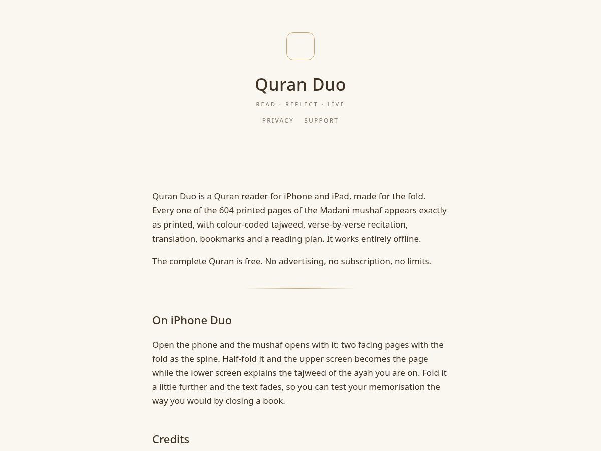 Landing-page snapshot of quranduo.app