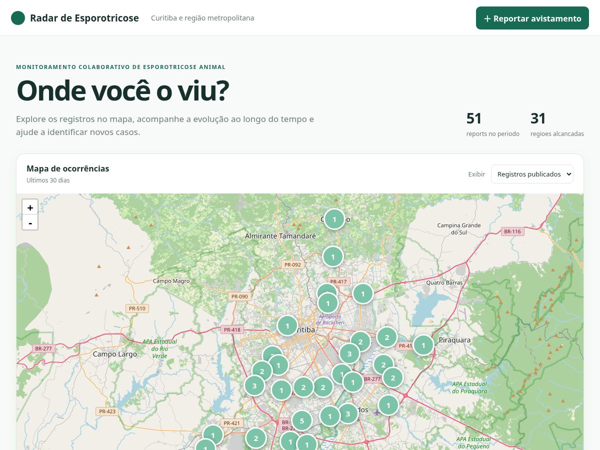 Landing-page snapshot of radaresporotricose.org