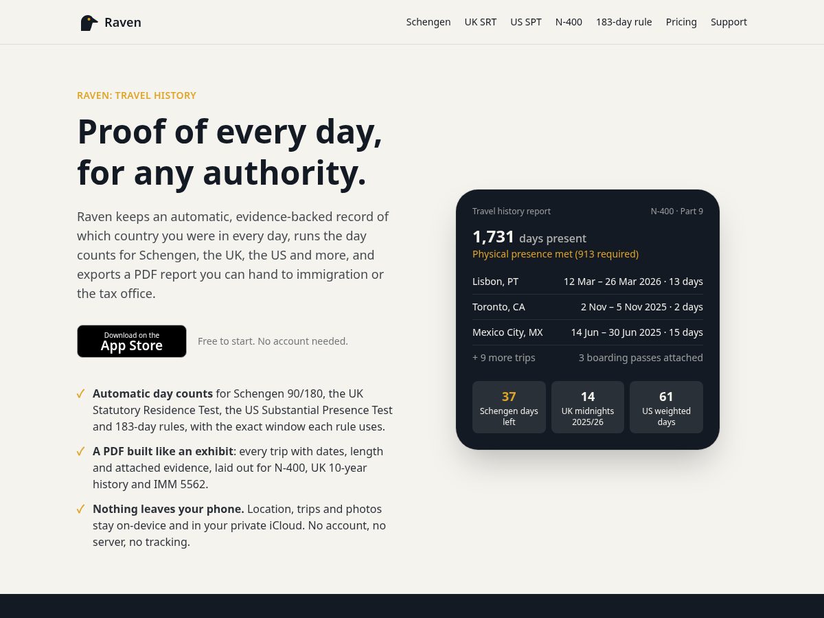 Landing-page snapshot of ravenhistory.com