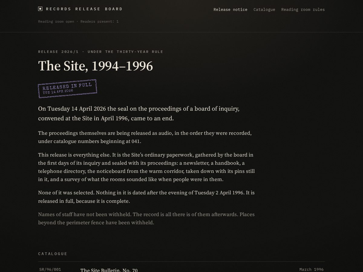 Landing-page snapshot of records-release-board.agency